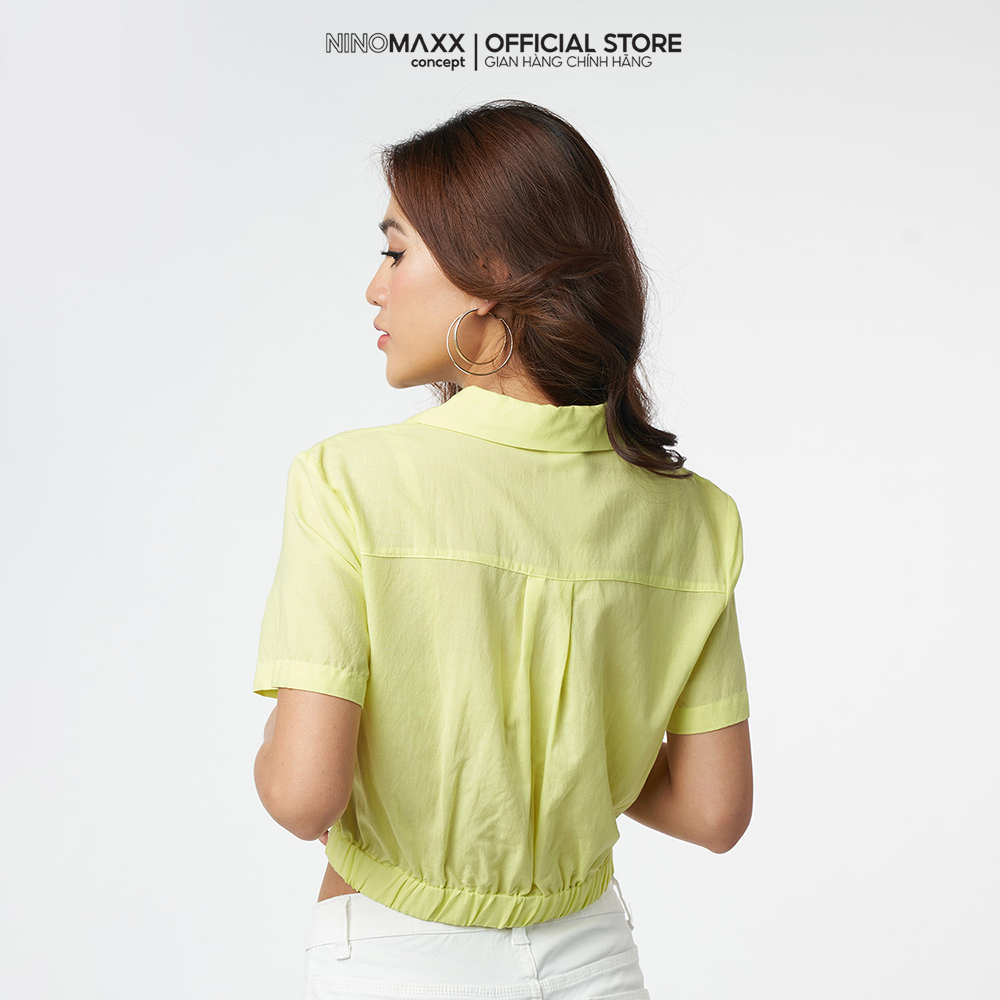 NINOMAXX Áo croptop Nữ tay ngắn vải lụa sen 2103053