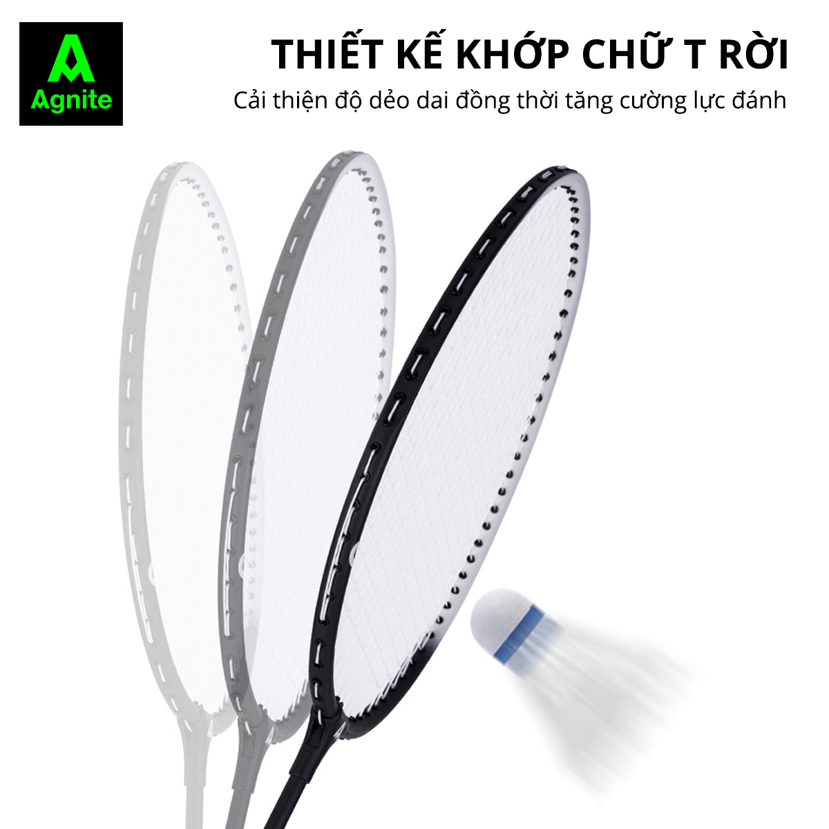 Bộ 2 vợt cầu lông thế hệ mới Agnite, siêu bền, nhẹ TẶNG kèm hộp cầu và túi đựng - F2124