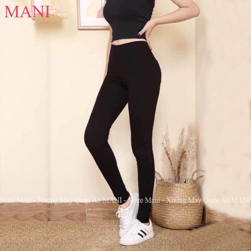 Quần legging nữ cạp cao có túi nâng mông cạp chun quần legging đen dài co giãn gen bụng vải dày cotton tập gym thể thao