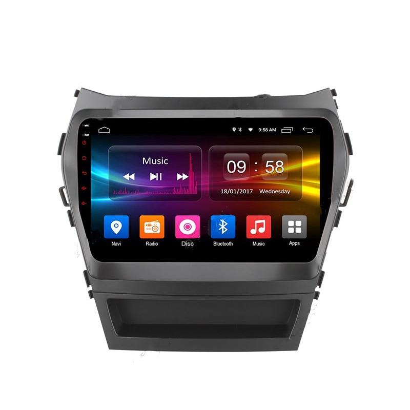 Mặt dưỡng kèm dây nguồn lắp màn hình android cho xe HUYNDAI SANTAFE 2014-2018
