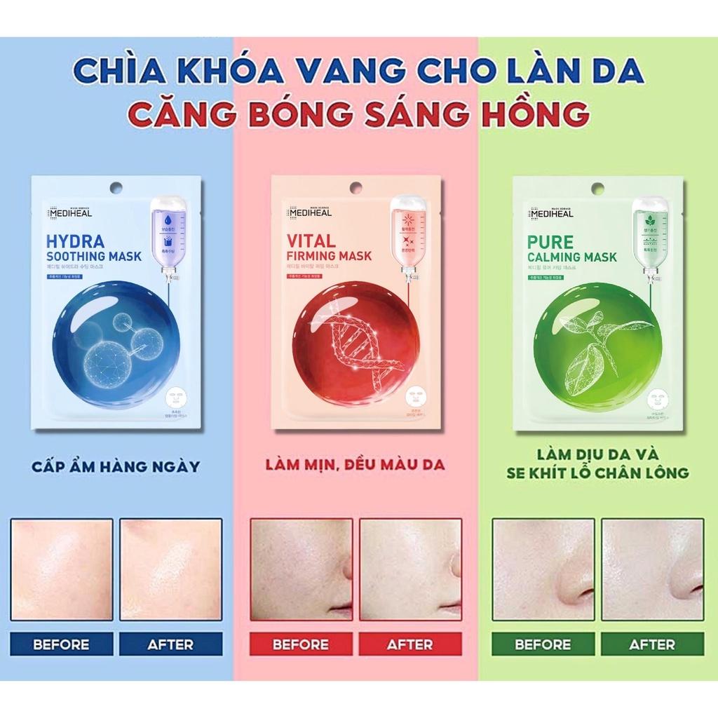 Combo 5 Mặt Nạ Mediheal Vital Firming Pure Calming Hydra Soothing Dưỡng Da Dịu Nhẹ Mask 20ml/Miếng