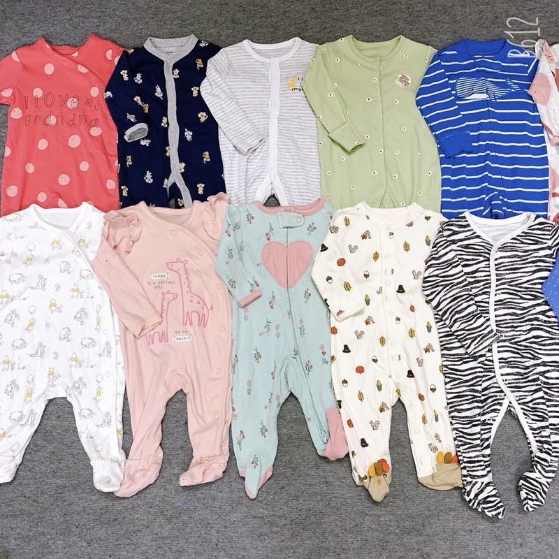 Body Sleepsuit cotton xuất dư liền tất dành cho bé trai bé gái 0-24m