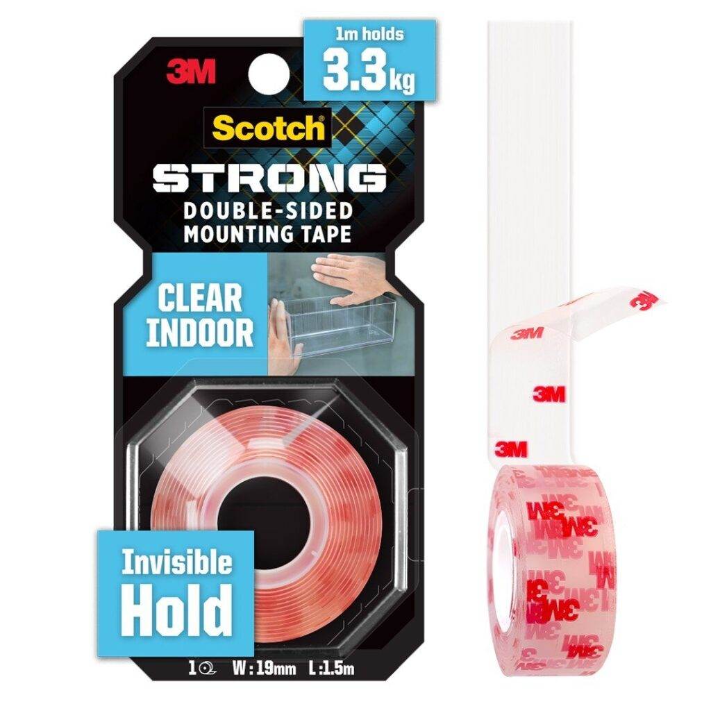 Băng dính hai mặt chịu lực trong suốt 3M Scotch 410-S19, 19mm x 1.5m, chịu trọng tải 3,3kg (1 cuộn)