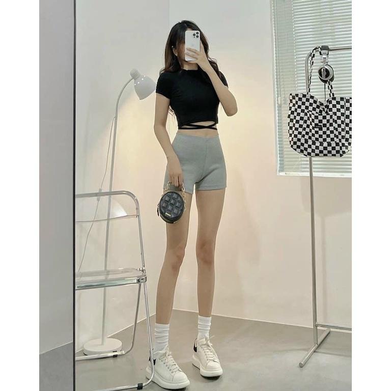 Quần đùi ngắn nâng mông chất borip co giãn thoải mái cho nữ mặc ở nhà đi tập xịn xò-CUN9130