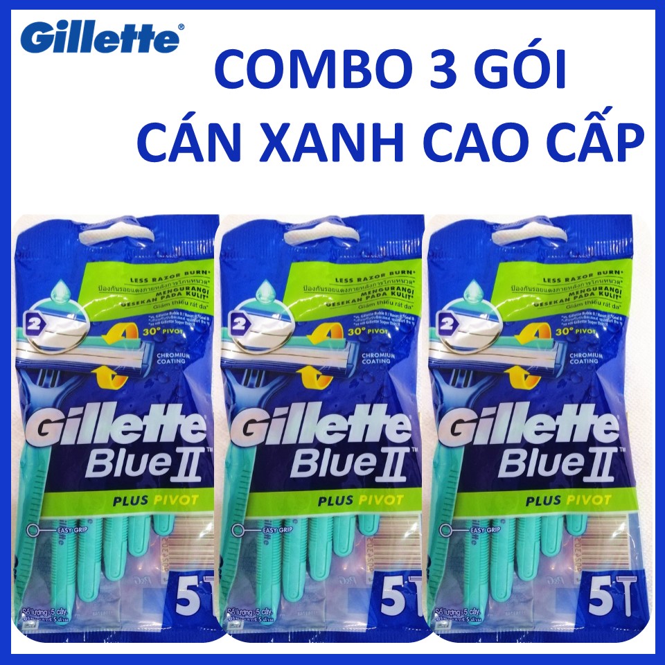 COMBO 3 gói Dao cạo râu Gillette Blue II Plus Pivot Gói 5 câyX3