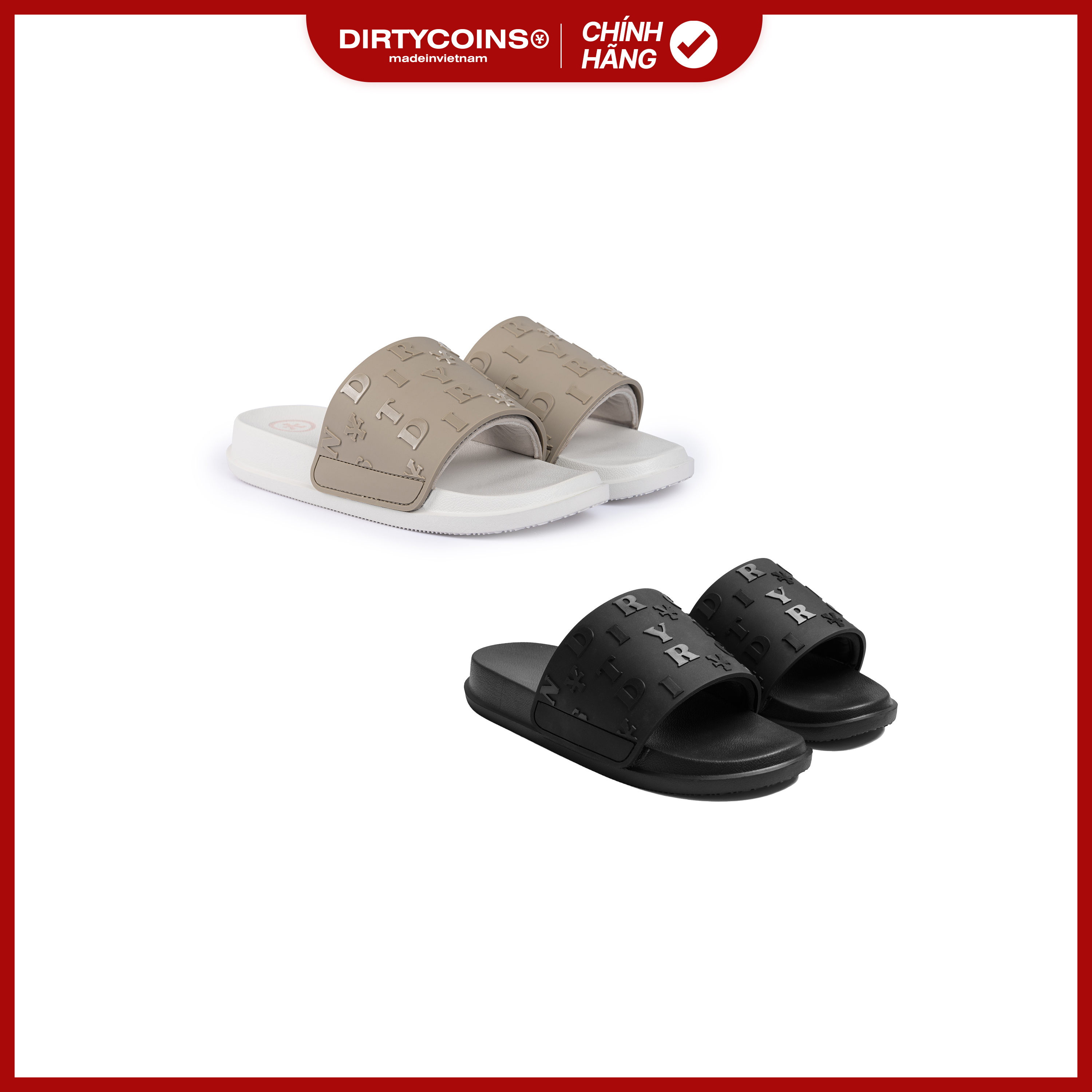 Dép Dirtycoins Print Slides - Black - 40