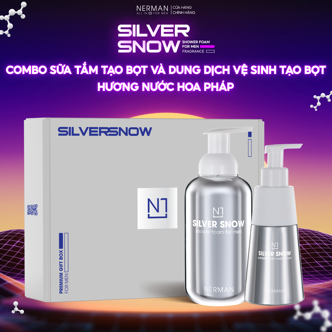 Sữa tắm nam giới tạo bọt Nano bạc Nerman Silver Snow hương nước hoa cao cấp 500g