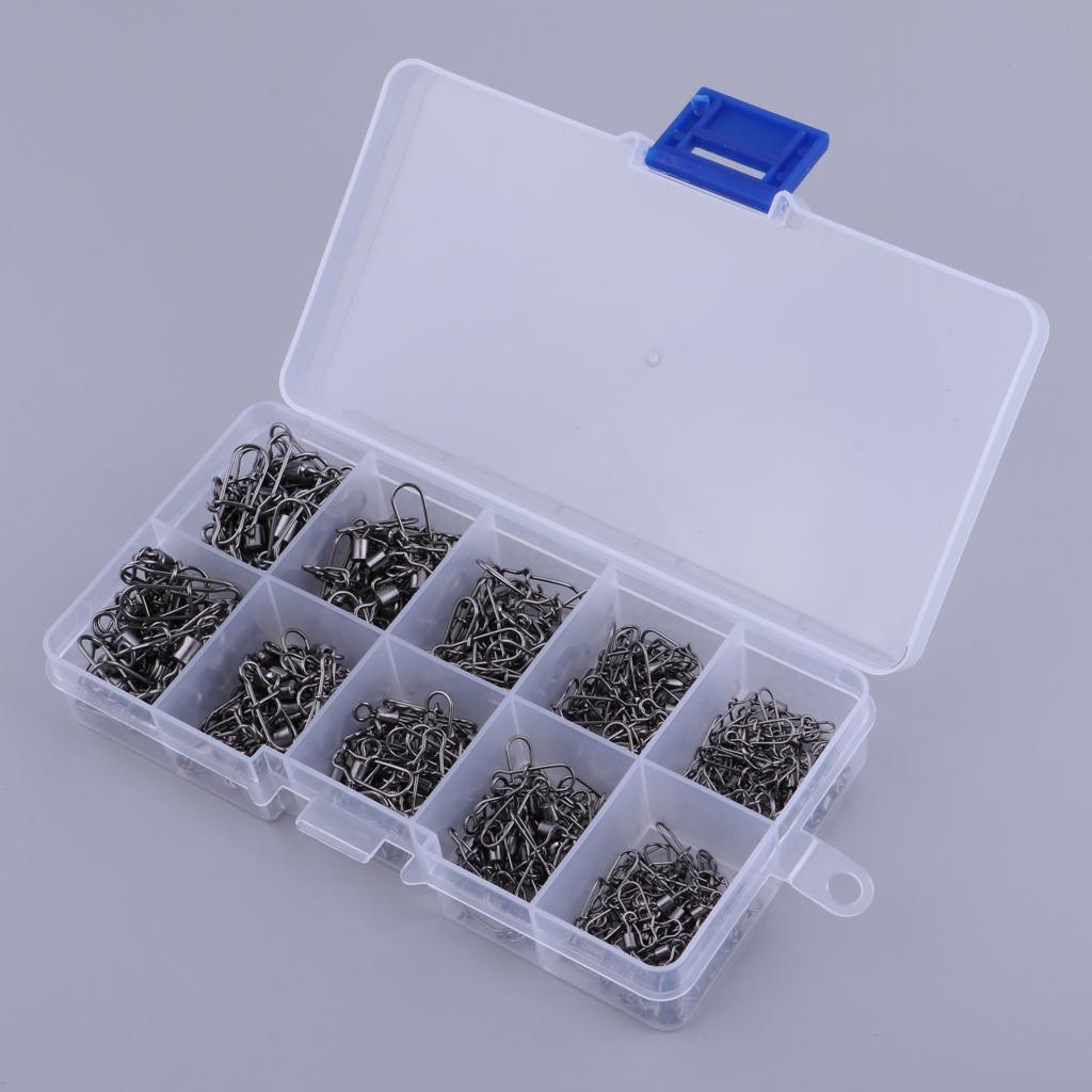 220pcs Stainless Steel Fishing Rolling Swivels with Duolock Snaps Connector