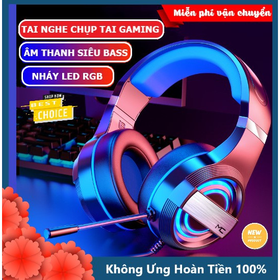 Tai nghe chụp tai máy tính XSmart GAMING MC Q9 có đèn LED đổi màu, mic đàm thoại, headphone chơi game trên laptop, pc - Hàng Chính Hãng