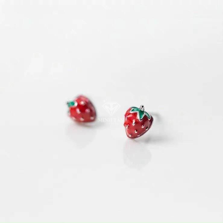 Bông tai hình trái dâu cho nữ Minh Tâm Jewelry