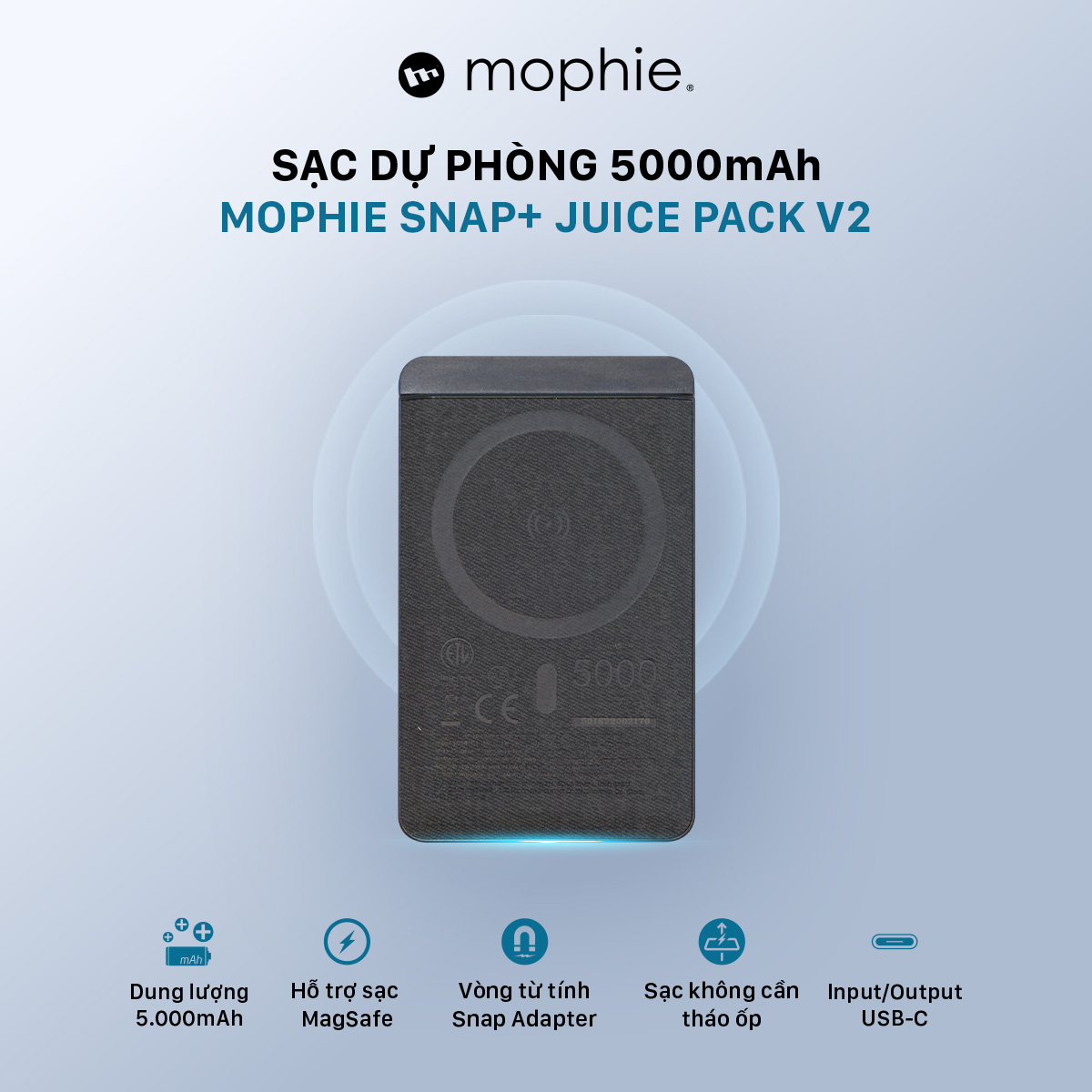 Sạc dự phòng Mophie Snap+ 5,000mAh - Hàng chính hãng