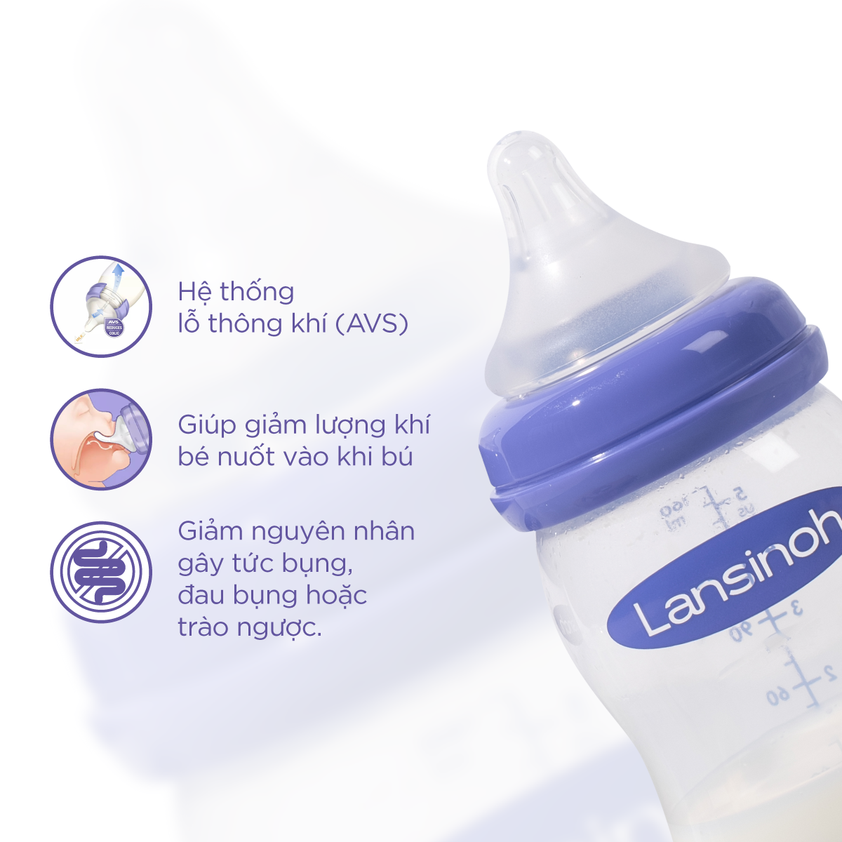 2 Bình Sữa Cổ Rộng Lansinoh 160ml TẶNG 1 Núm Vú Cổ Rộng Lansinoh Size F