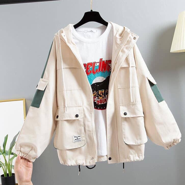 ÁO KHOÁC KAKI- ÁO BOMBER JACKET PHỐI 6 TÚI