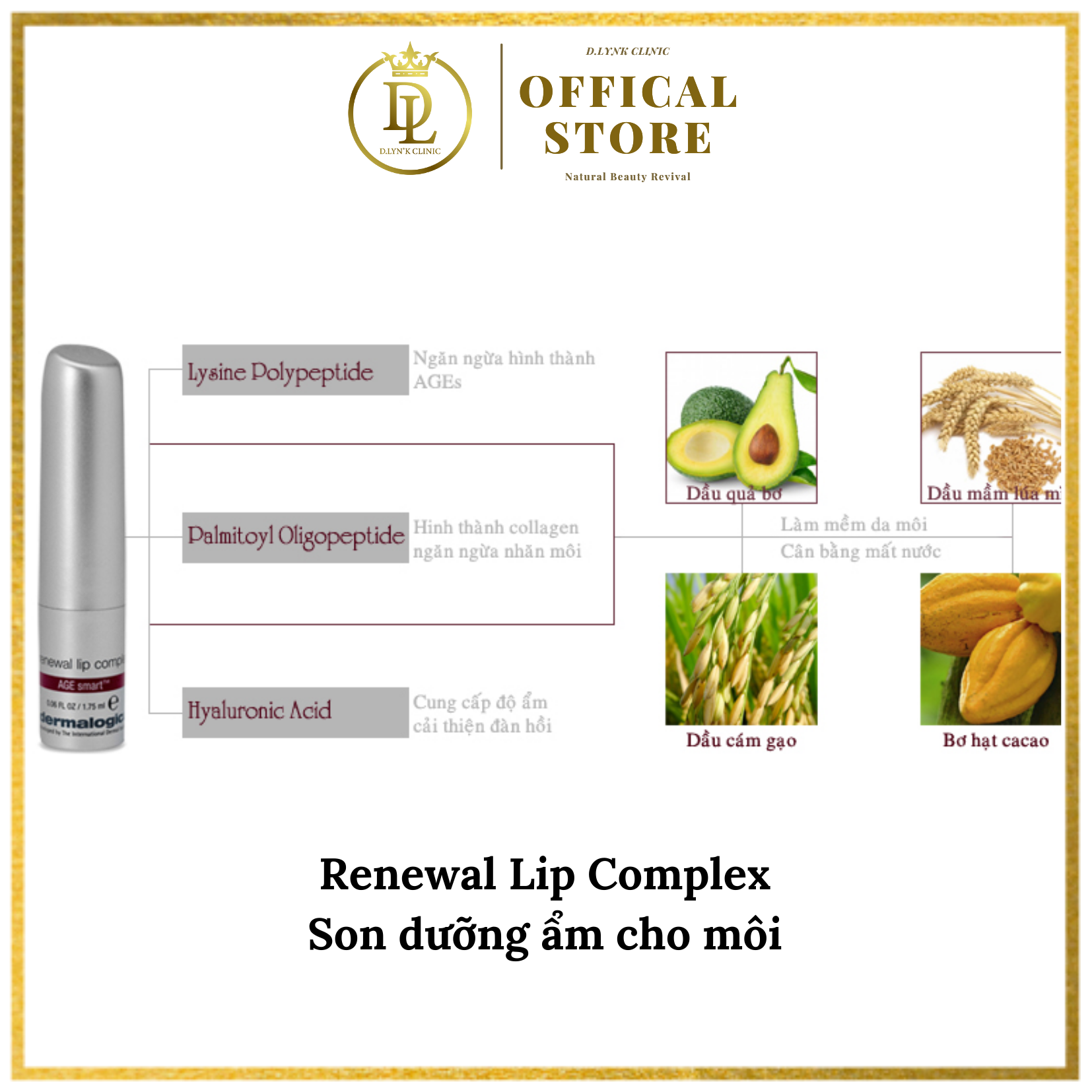 Son dưỡng môi chống lão hoá giúp dưỡng ẩm, làm mịn và chống nhăn cho môi Dermalogica Renewal Lip Complex 1.75ml