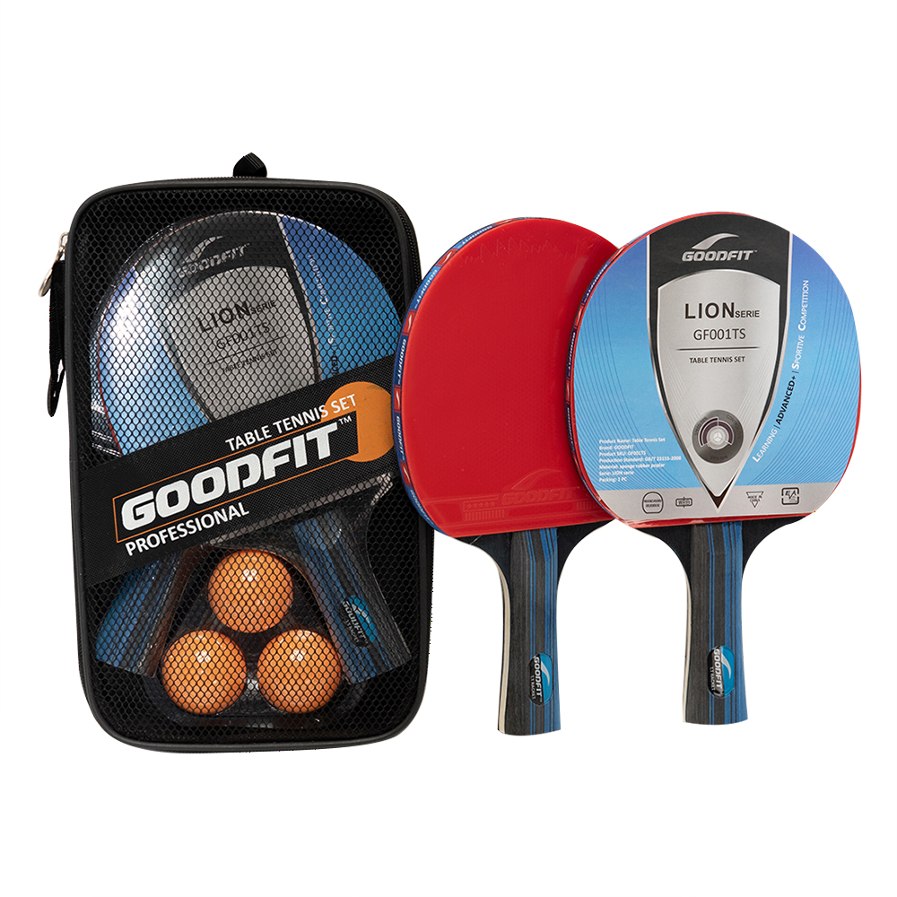 Bộ 2 vợt bóng bàn tặng kèm 3 bóng GoodFit, cốt vợt 7 lớp, mặt mút đàn hồi, chất lượng đạt chuẩn GF001TS