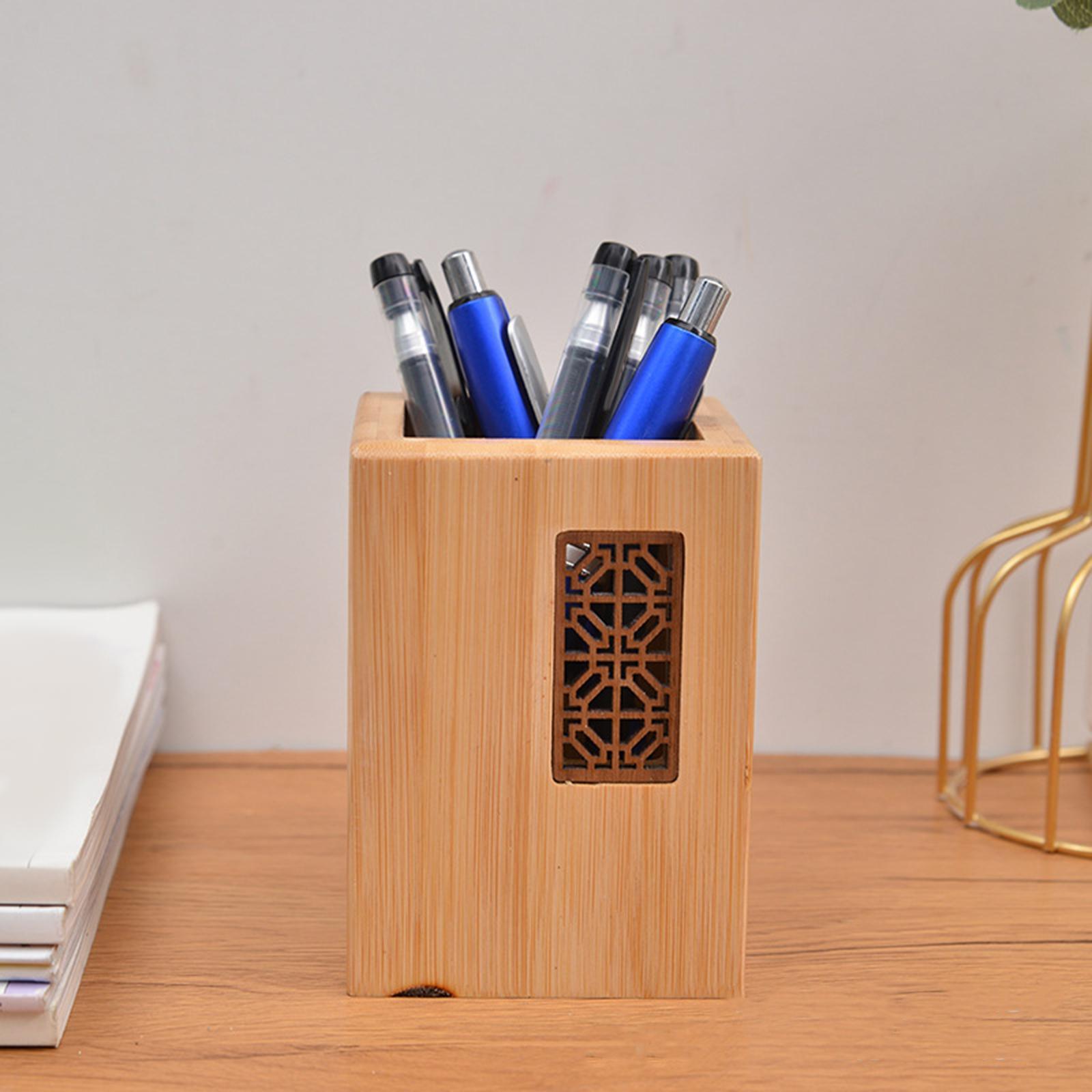 Wooden Pen Holder Desk Organizer Stationary  Art Supplies Table Desktop Display Stand Pencil Holder for Paint Brushes Make up Brushes