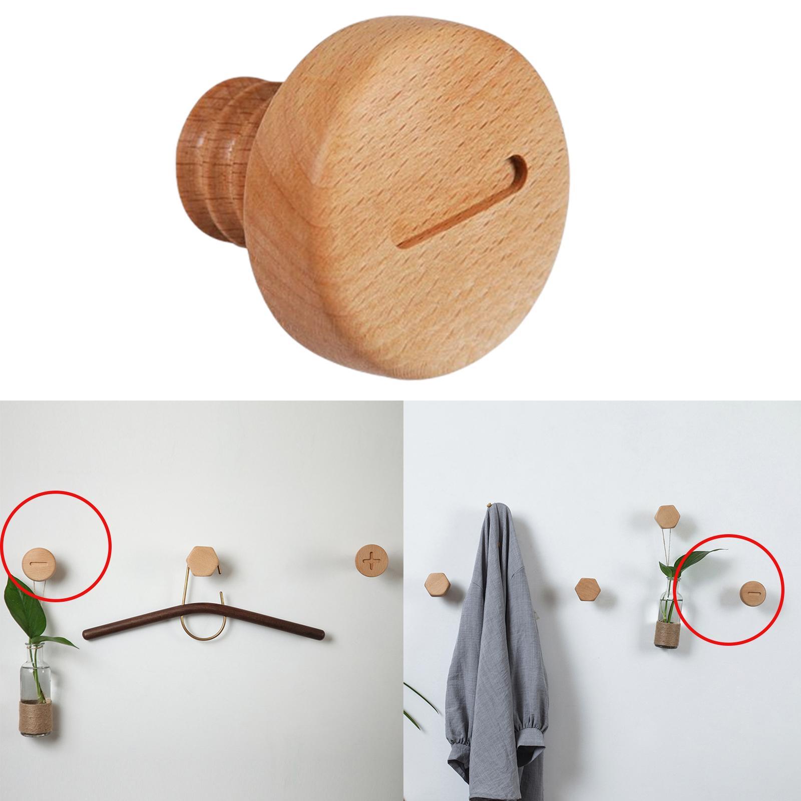 2x Wooden Hook Screw Premium Wall Nordic Clothes Coat Hooks Key Holder Hanger