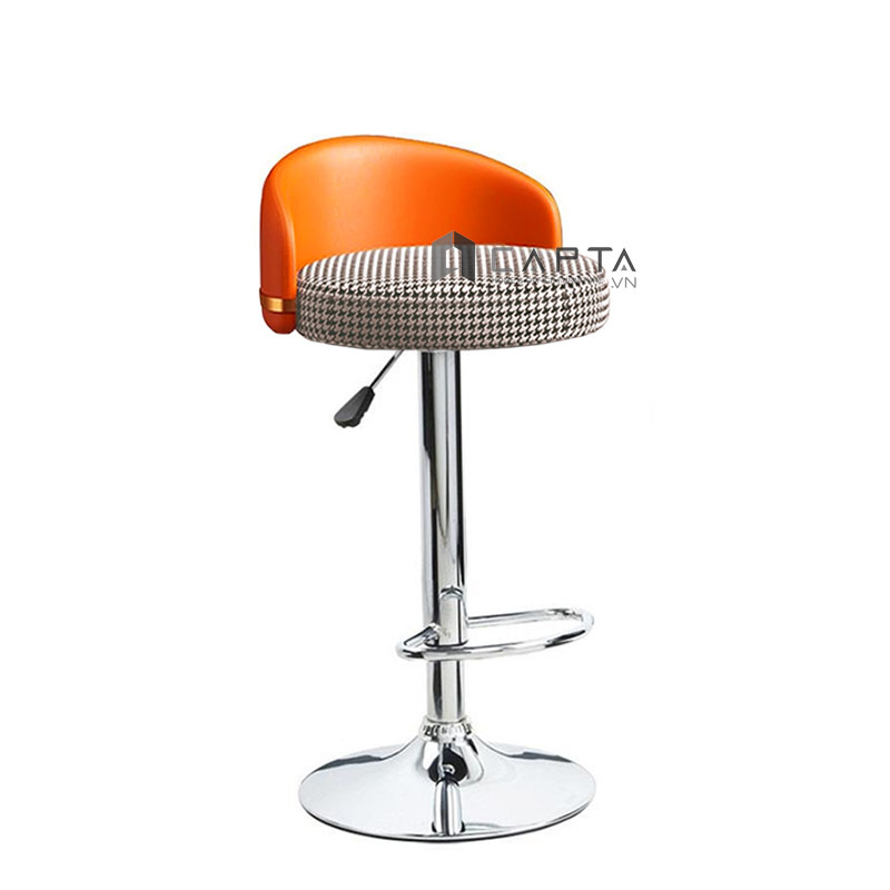 Ghế đảo bếp Ghế quầy bar lưng tựa thấp chân tăng giảm thép mạ chrome CB2291-P