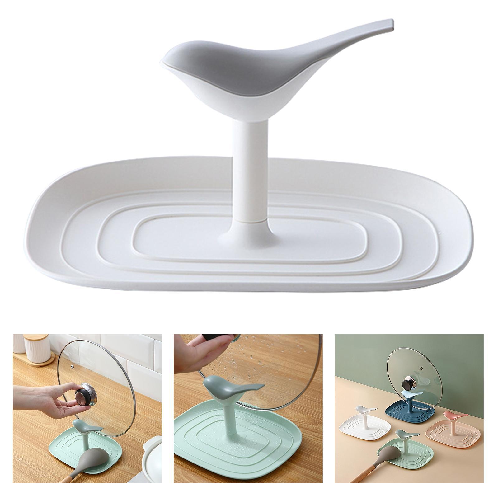 Kitchen Pot Lid Holder Countertop Cookware Spoon Rest Stand Rack