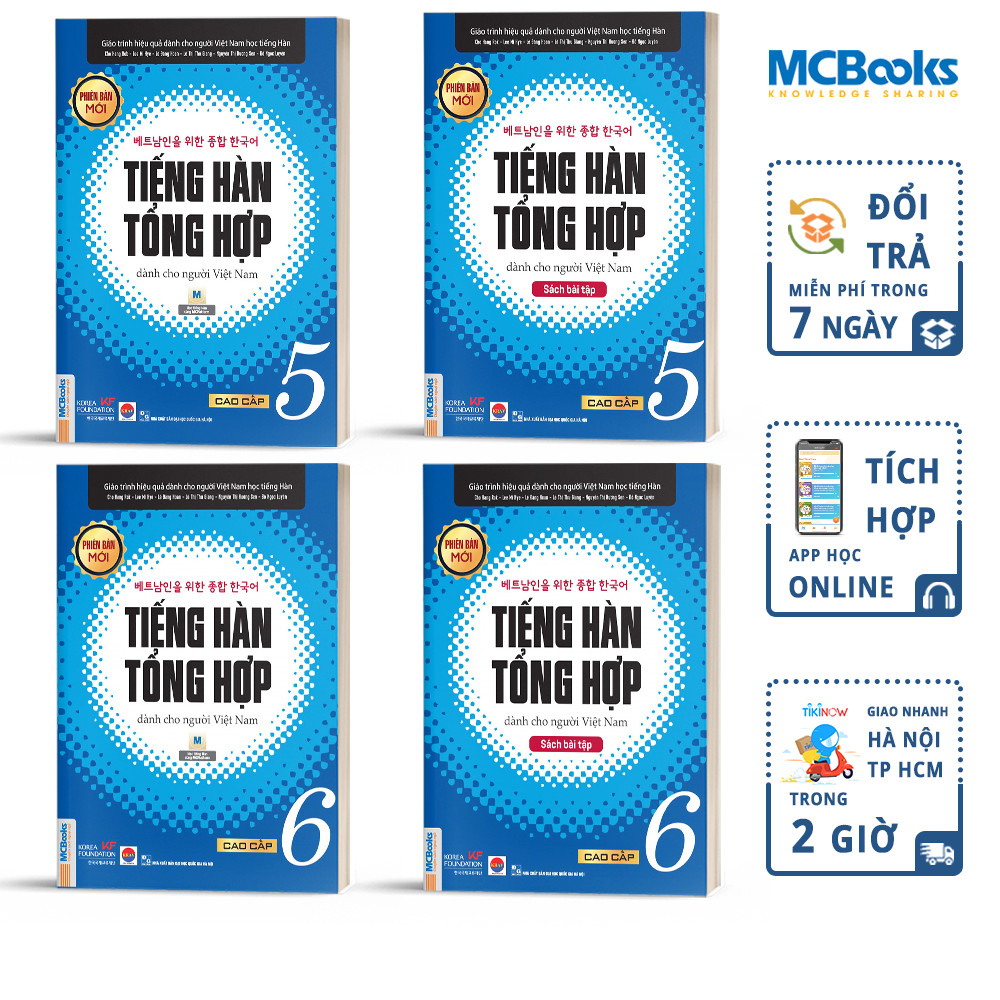 Combo 4 Cuốn Tiếng Hàn Tổng Hợp Cao Cấp 5 và 6 Bản Đen Trắng - Học Kèm App Và Khóa Học Online