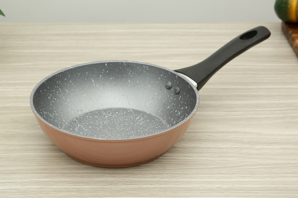 Chảo vân đá chống dính đáy từ 20 cm Greencook GCP221-20IH - Hàng Chính Hãng