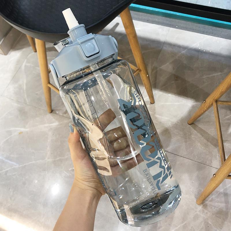 Cốc nước dung tích lớn cốc nước 2000ml ống hút chai nước thể thao chai nước ngoài trời chai nước cốc di động
