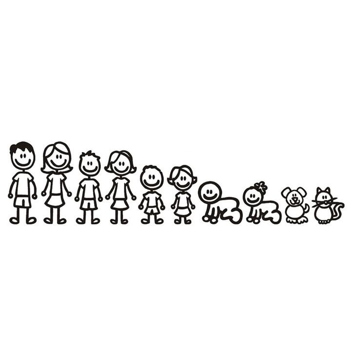 Bộ Tem 3D Funny Family Members Dán Trang Trí Xe