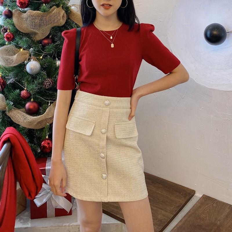 Chân váy nhũ cúc ngọc