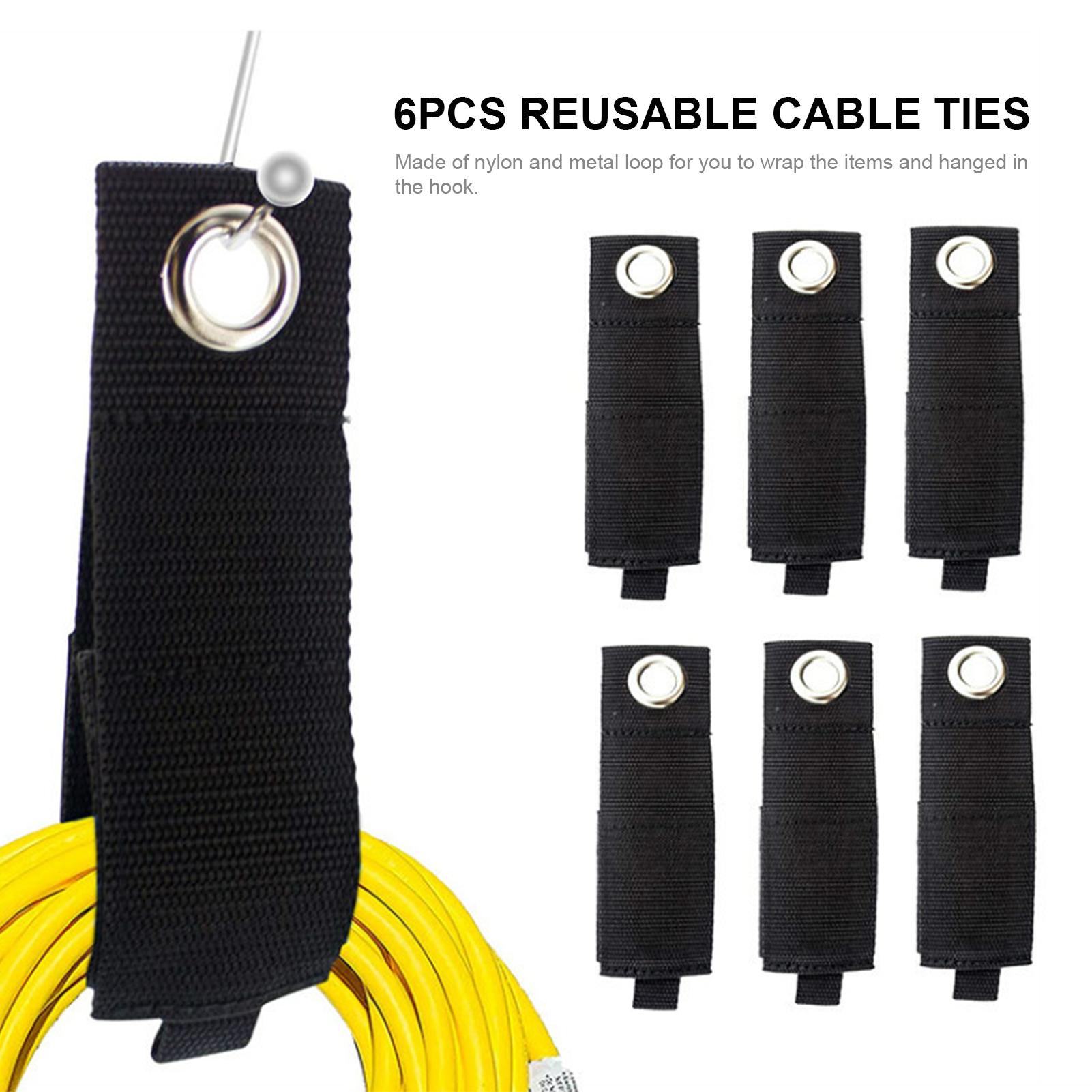 6 dây buộc cáp bằng Nylon bền chắc có móc và vòng có thể điều chỉnh