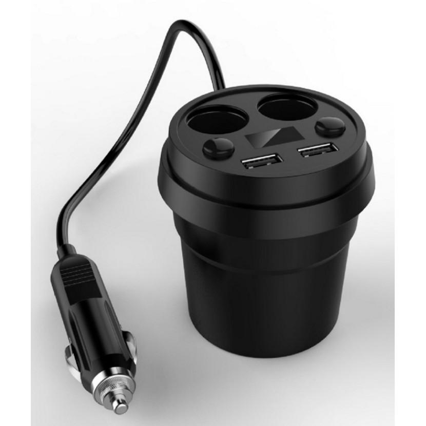 Bộ chia tẩu thuốc cho xe hơi 2 nguồn 2 usb cao cấp 2018