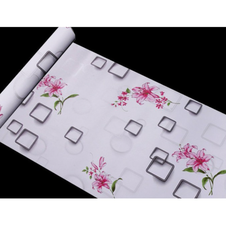 Combo 10 mét giấy dán tường, decal dán tường trang trí nhà cửa Ô VUÔNG HOA khổ 45cm