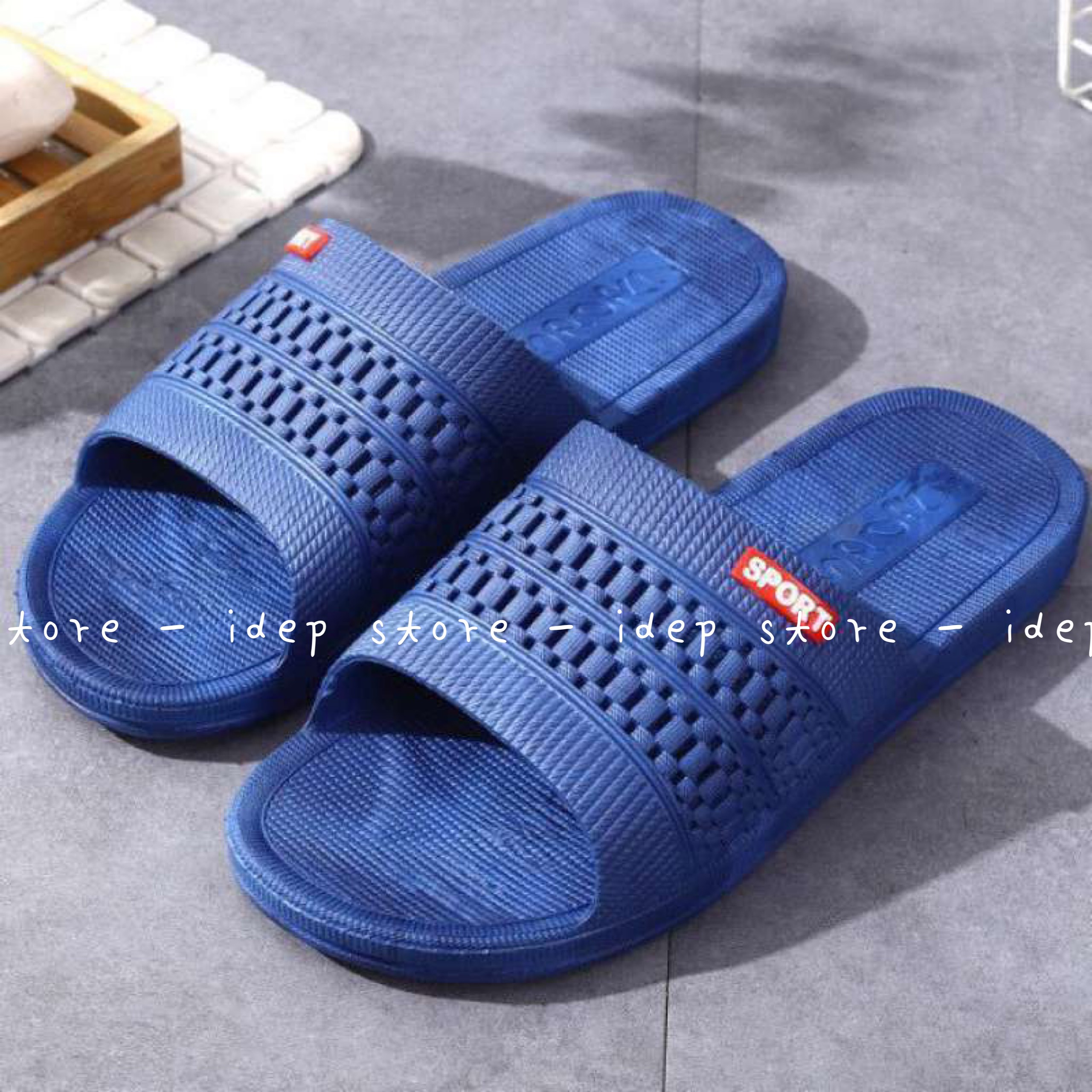 Dép quai ngang lưới 3 sọc - Dép nhựa nam đi trong nhà, nhà tắm IDEP - DL030