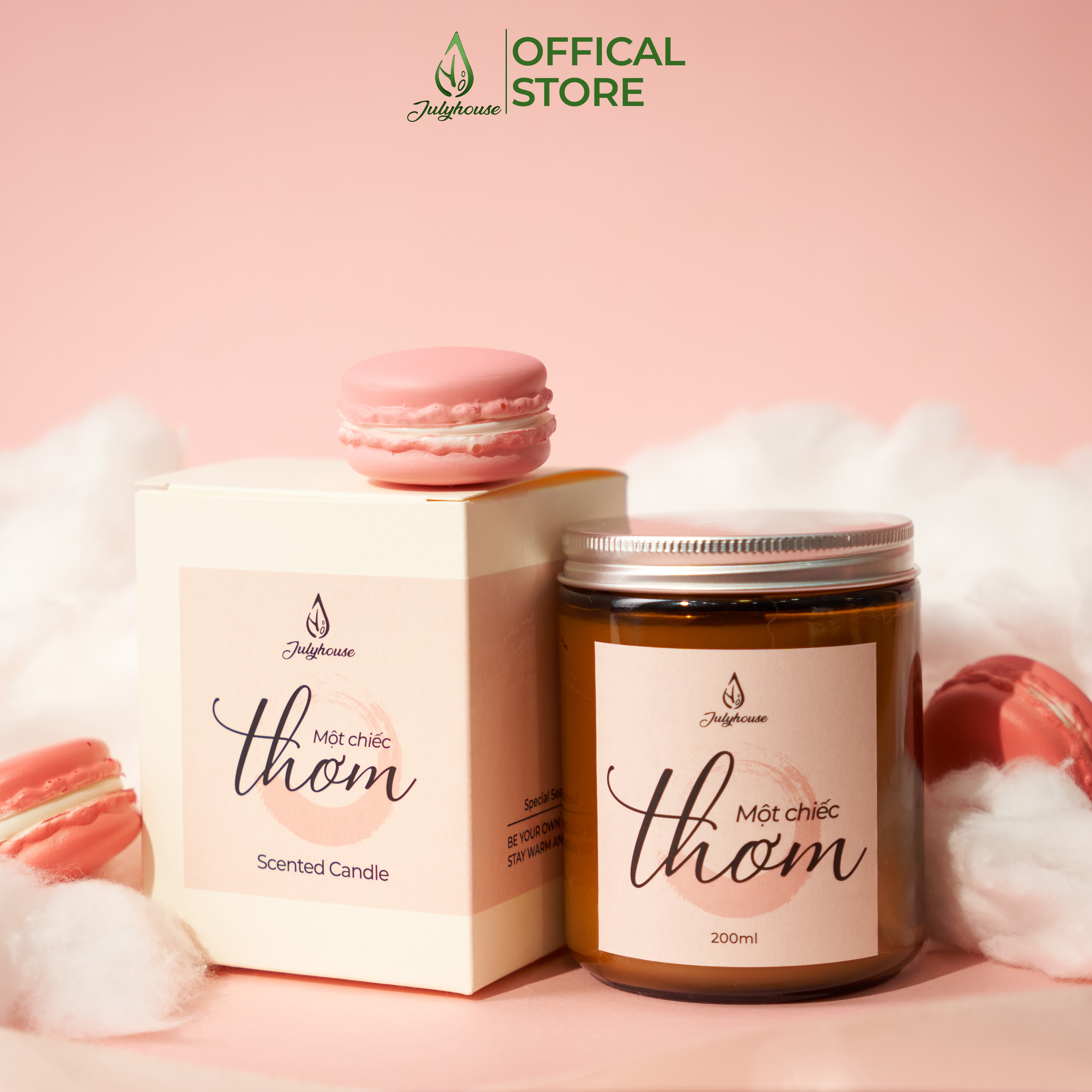 Nến thơm tinh dầu độc quyền quà tặng Valentine 200ml JULYHOUSE ngọt ngào tựa một chiếc THƠM tặng kèm hộp diêm