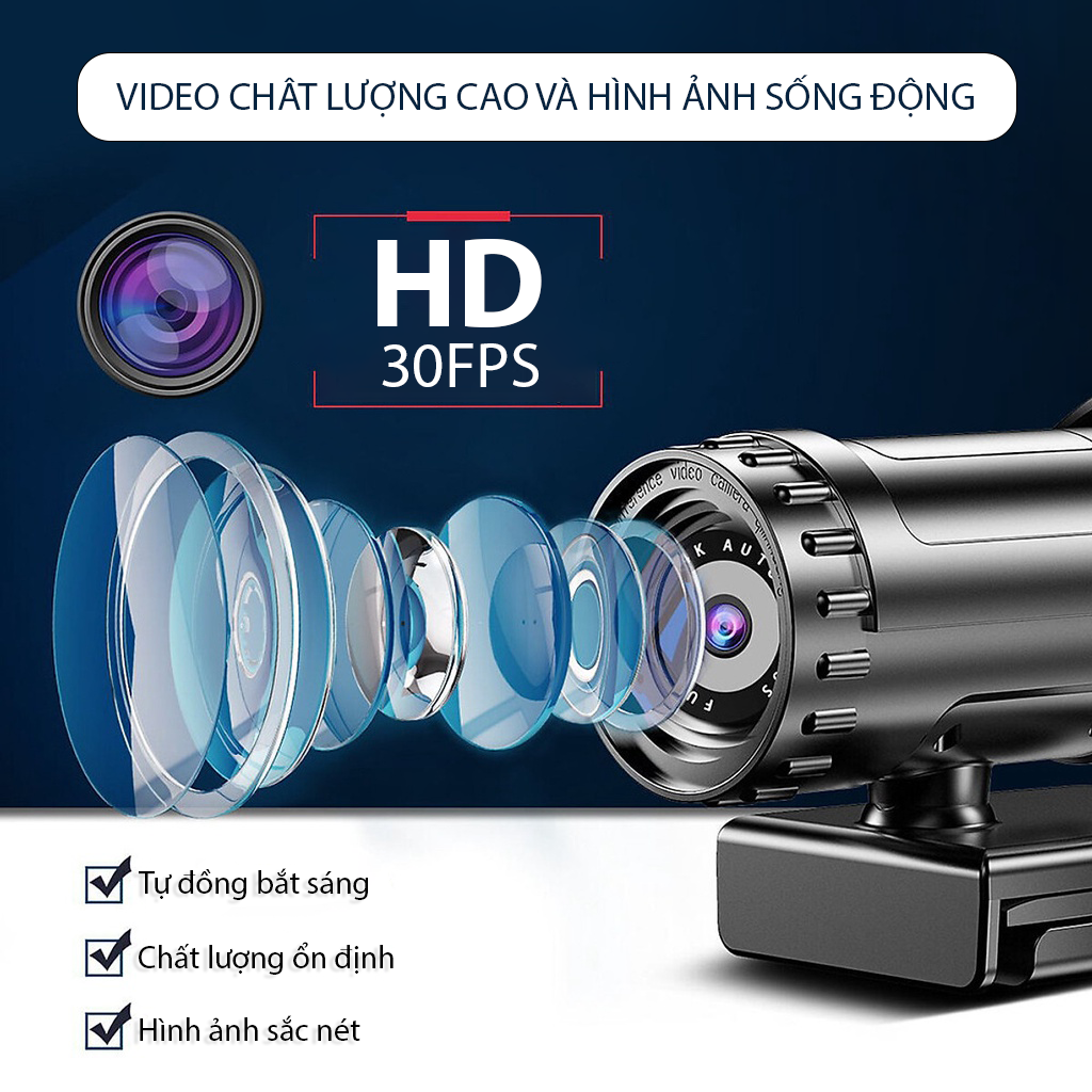 Webcam Full HD 720p 1K 2K 4K 8K Camera  Tự Động Lấy Nét Máy Tính, Laptop The Deosd WC - Hàng Chính Hãng