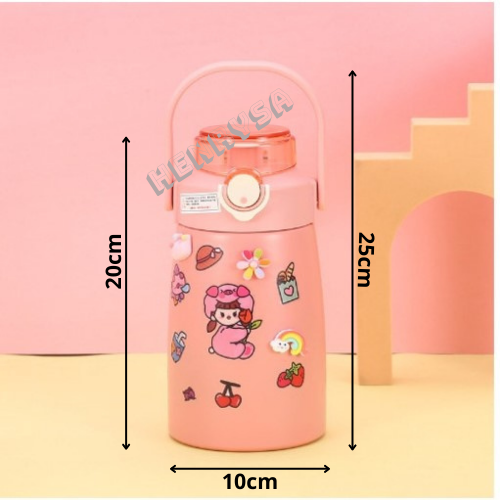 Hình ảnh Bình nước giữ nhiệt 750ml , bình giữ nhiệt cute kèm ống hút, lõi inox SUS304 cao cấp không rỉ - Chính hãng HENRYSA