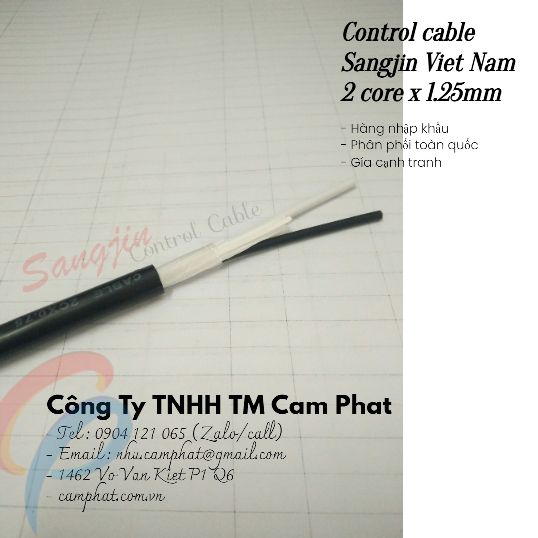 Cáp điều khiển Sangjin 2 lõi x 1.25mm không chống nhiễu (Tiêu chuẩn Hàn Quốc)