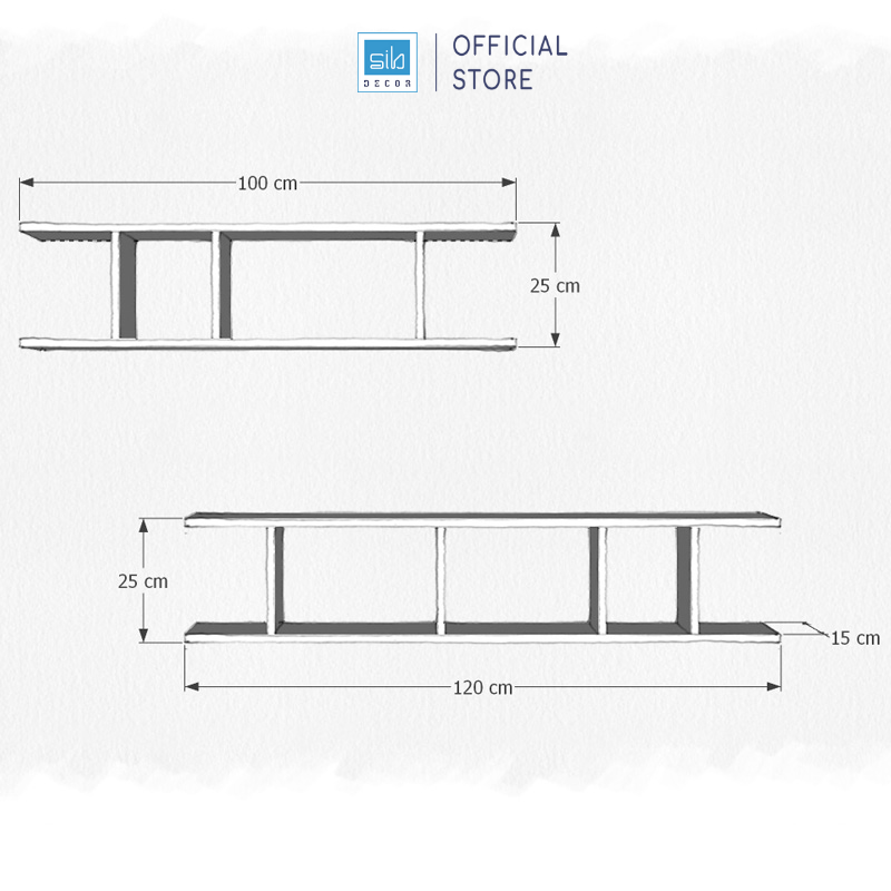 Combo Bộ 2 Kệ Gỗ Trang Trí Treo Tường Nhiều Ngăn Cách Điệu SIB DECOR