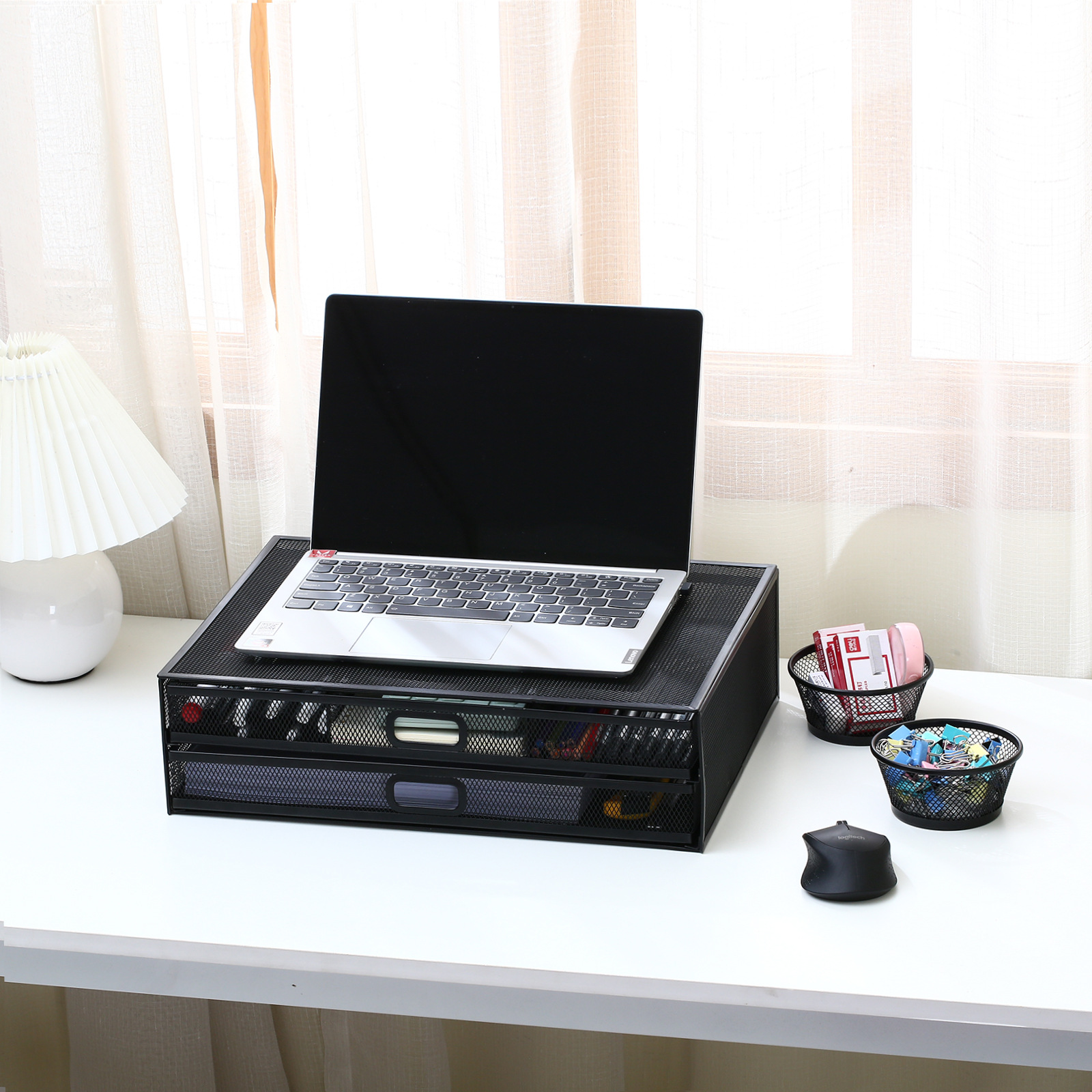 Kệ màn hình máy tính có ngăn kéo 2 tầng Monitor Stand Riser with Drawer