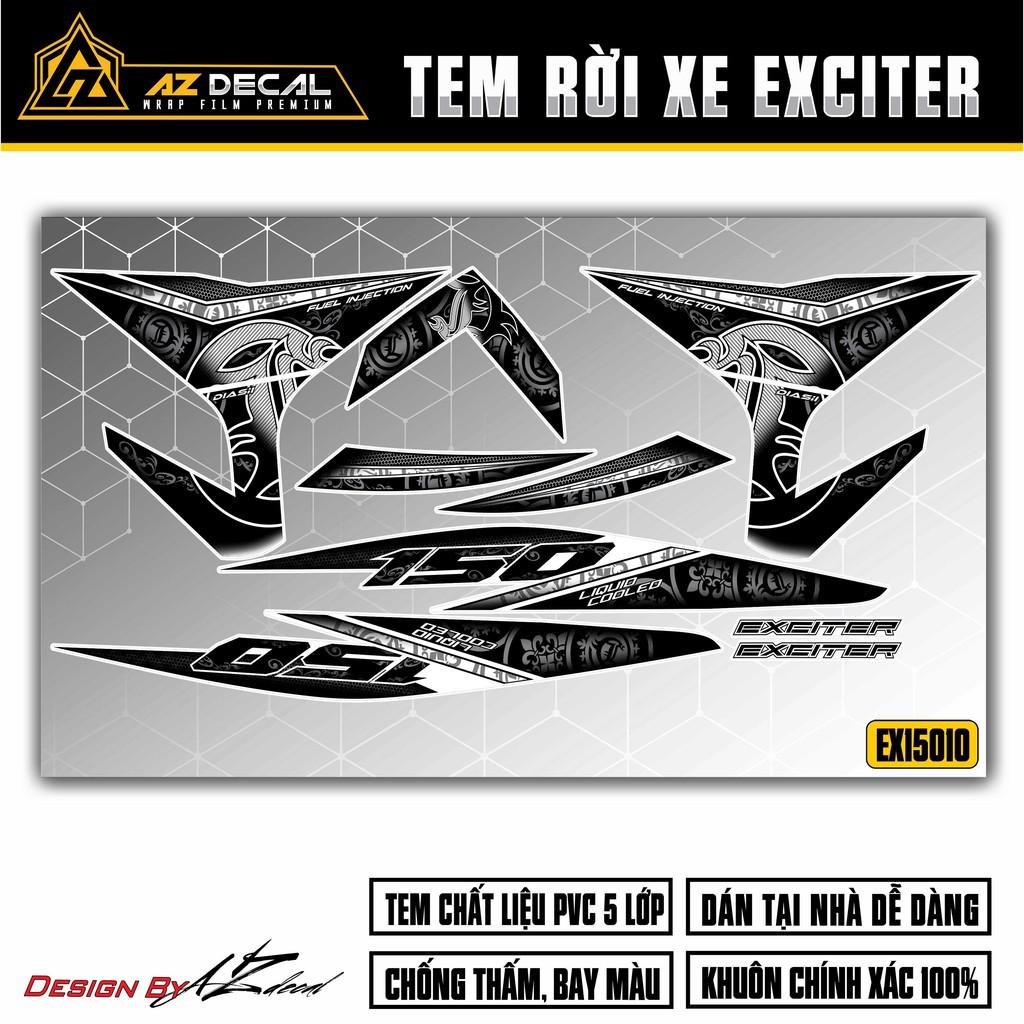 Tem Rời Exciter 150 Mẫu Họa Tiết | EX15010 | Decal Dán Xe Ex150 Cao Cấp Chống Nước, Chống Bay Màu