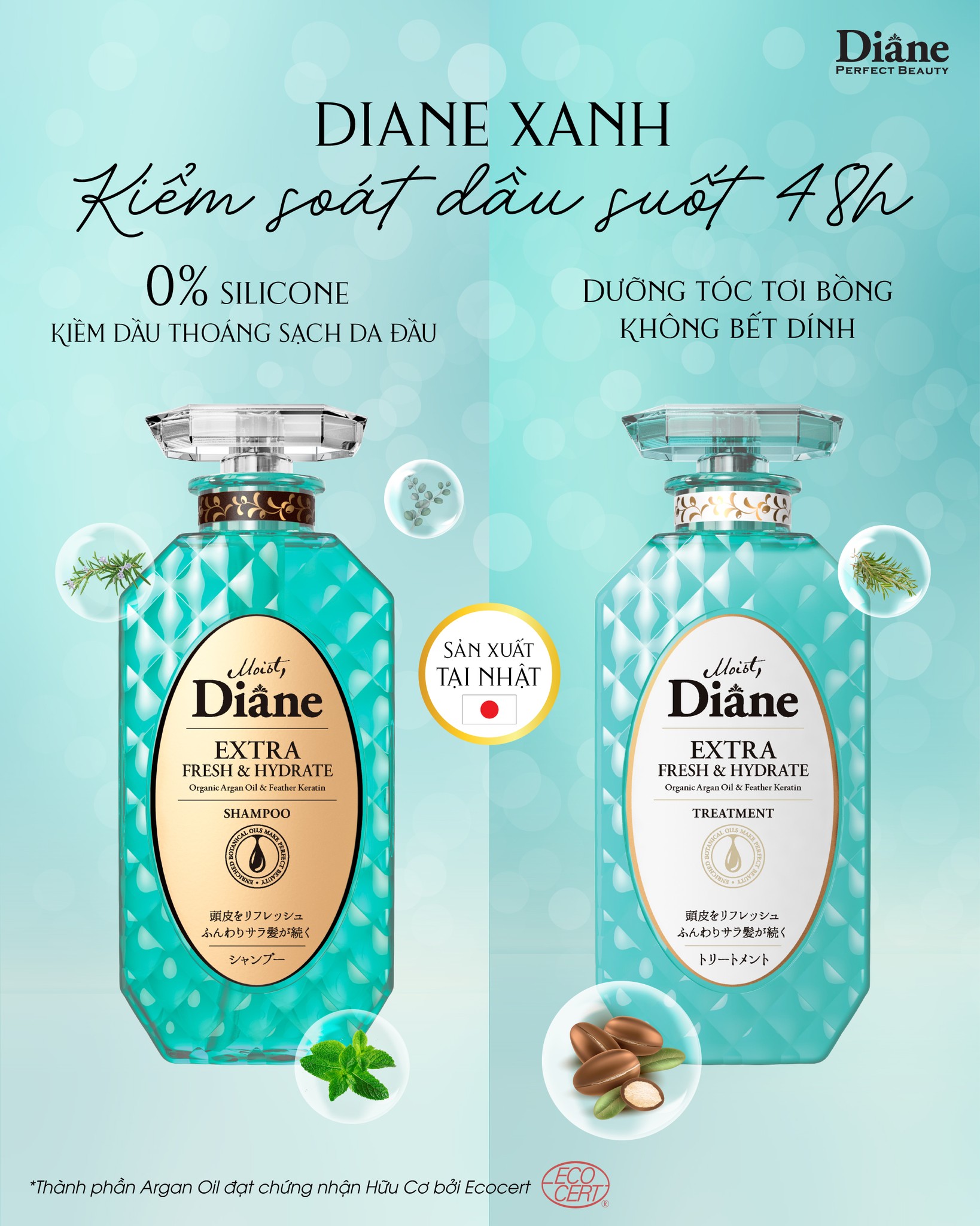 Dầu gội  kiểm soát dầu Moist Diane Extra Fresh & Hydrate (450ml)