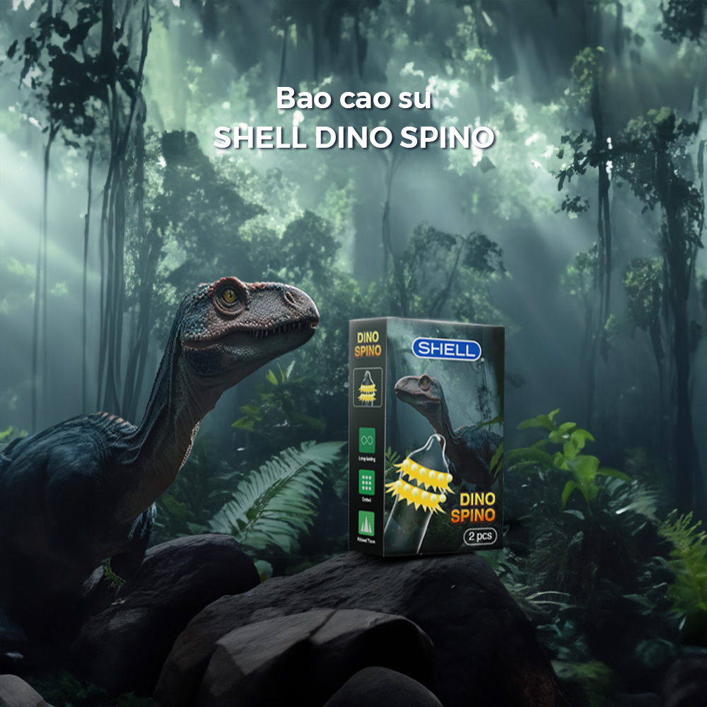 Bao cao su Shell Dino Spino - Hộp 2 cái - 1 bao 2 vòng gai, bi nổi lớn + 1 bao Shell Performax