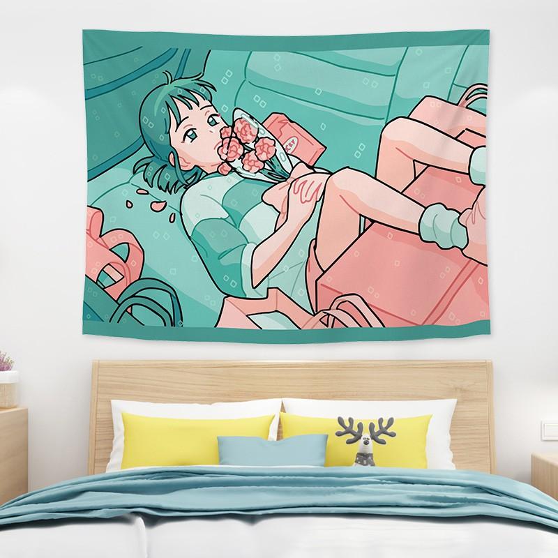 Tranh vải Decor chàng trai cô gái anime - (TẶNG kèm 01 bộ móc treo )