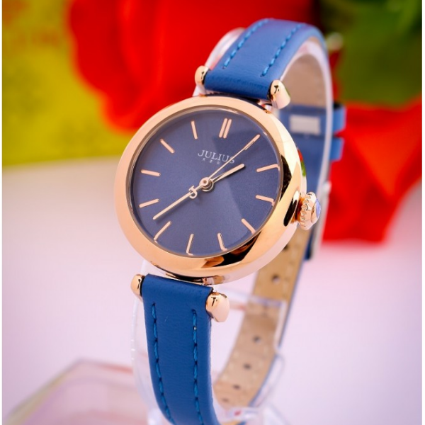 Đồng hồ nữ dây da Julius Ja-1018 xanh dương