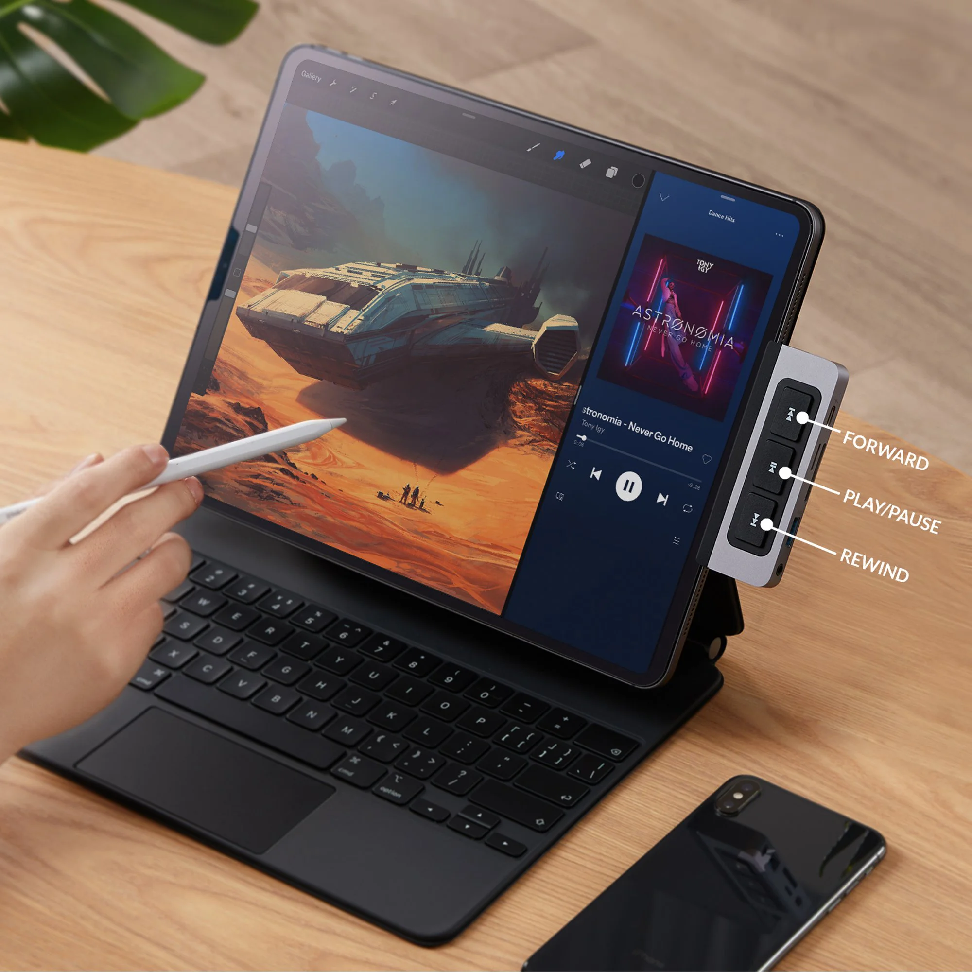 CỔNG CHUYỂN DÀNH CHO IPAD ĐA PHƯƠNG DIỆN ĐẦU TIÊN TRÊN THẾ GIỚI HYPERDRIVE MEDIA 6-IN-1 HDMI 4K/60HZ USB-C HUB HD449 - Hàng Chính Hãng