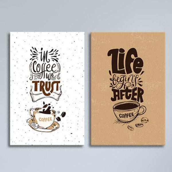 Bộ 2 Tranh Đồng Hồ MDF Quán Cà Phê W410