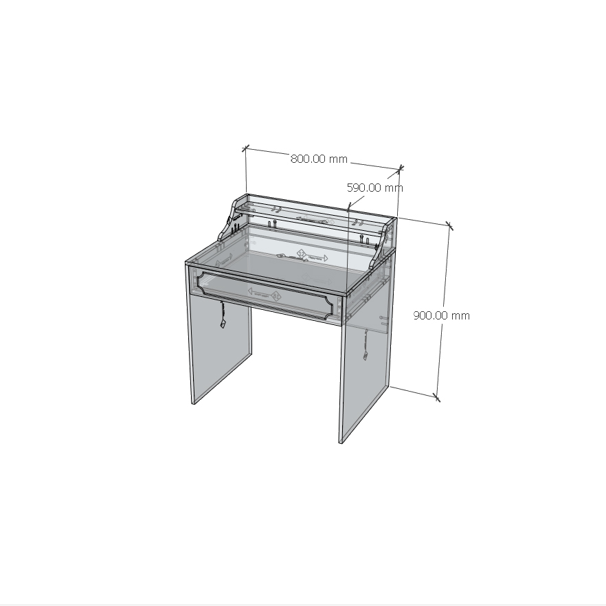 [Happy Home Furniture] NERIS, Bàn trang điểm 1 ngăn kéo , 80cm x 59cm x 90cm ( DxRxC), BAN_076