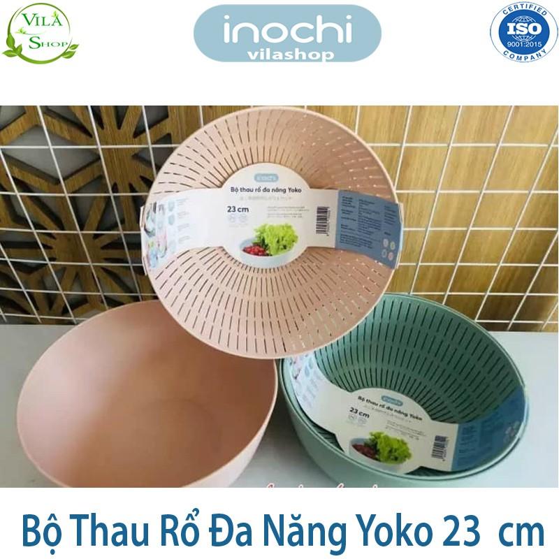 Thau Rổ Nhựa, Bộ Thau Rổ ĐA NĂNG Yoko 23cm, Chính Hãng Inochi, Nhựa PP Nguyên Sinh - Kháng Khẩu - Khử Mùi