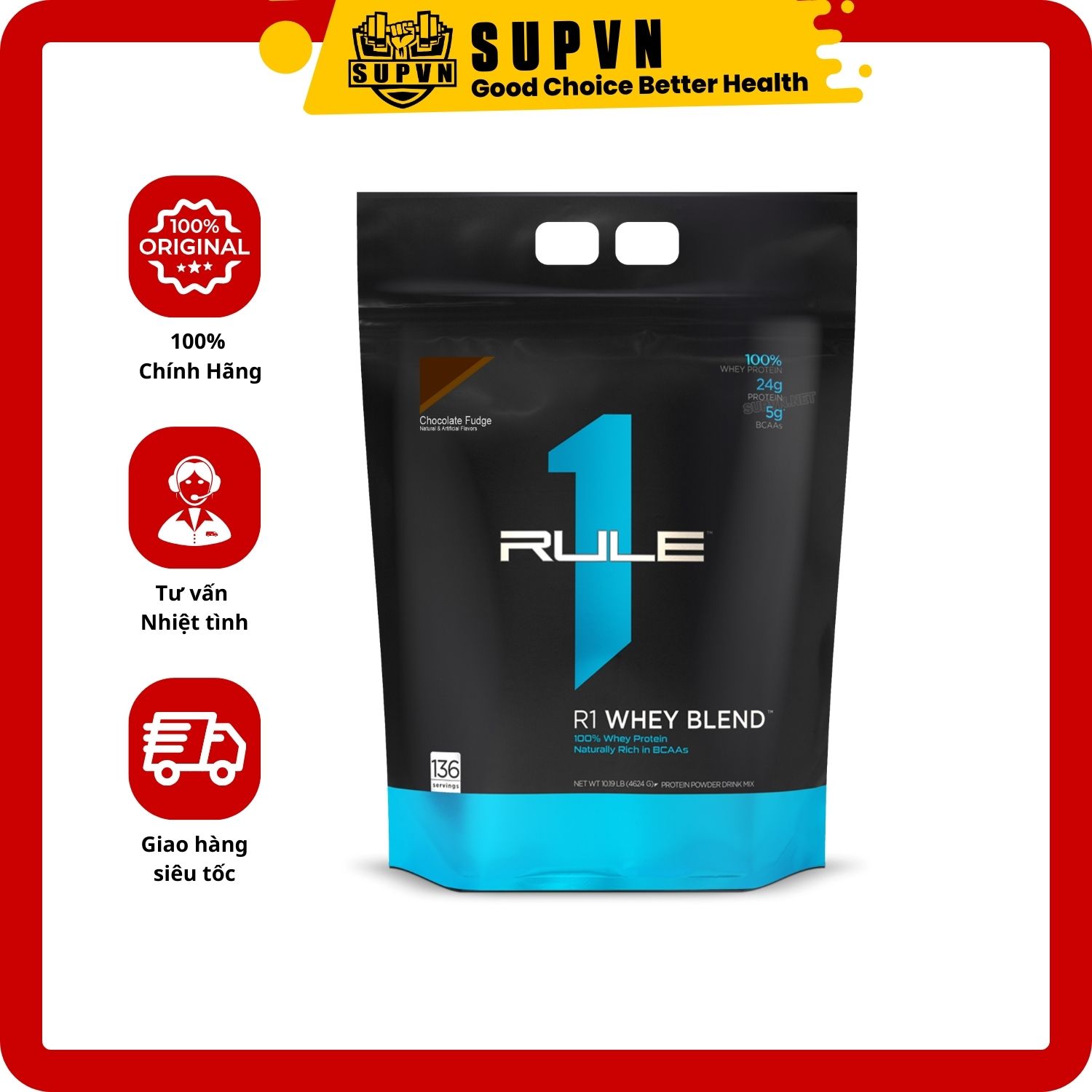 Rule 1 Whey Blend 10lbs (4.54kg) - Sữa tăng cơ bổ sung Protein cho người tập gym - R1 Whey Concentrate