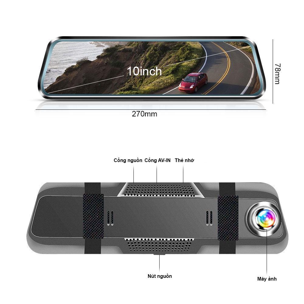 Camera hành trình gương kết nối điện thoại X10 plus