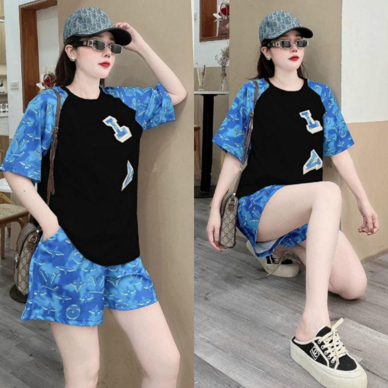 Bộ đồ sort nữ in họa tiết LA, đồ bộ dạo phố mặc nhà siêu xinh